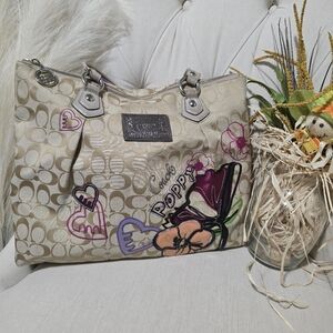 COACH AUTHENTIC VERIFIED Vintage Poppy Signature Glam Tote Limited Edition Bag